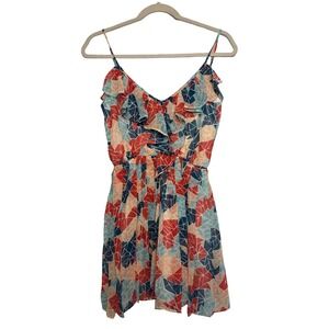 BCBG Generation Geometric Flowy Mini Dress Women XXS Spaghetti Strap Flowy Flare